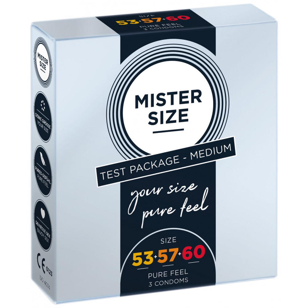 Презервативы - Набор презервативов Mister Size - pure feel - 53–57–60 (3 condoms), 3 размера, толщина 0,05 мм