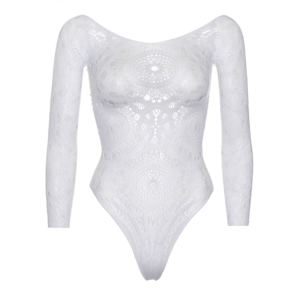 Эротическое боди - Боди Leg Avenue Snap crotch thong back teddy White S/M 3