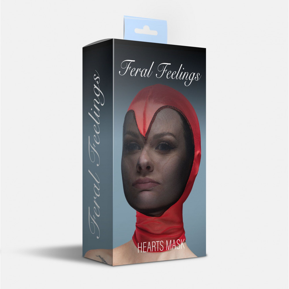 Маски - Маска сердце сетка с полностью закрытым лицом  Feral Feelings - Hearts Mask Red/Black 1