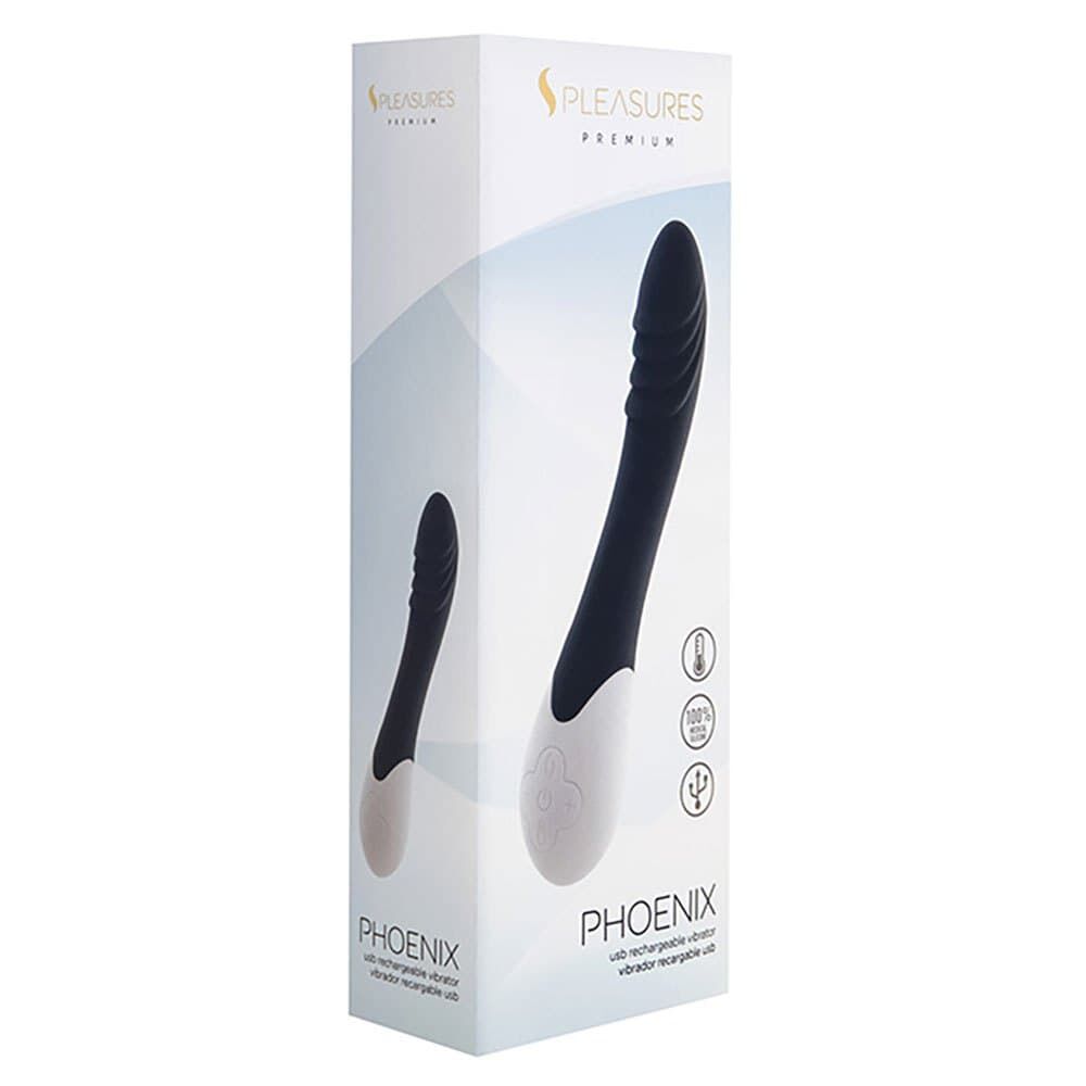Вибратор - Вибратор S Pleasures Premium Phoenix, для точки G, черный, водостойкий, 16 видов вибрации, нагрев 2