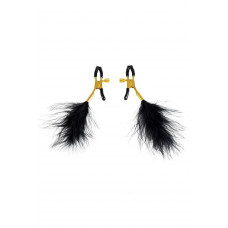 Зажимы для сосков Virgite Nipple Clamps с перьями, золотисто-черные