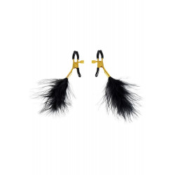 Зажимы для сосков Virgite Nipple Clamps с перьями, золотисто-черные