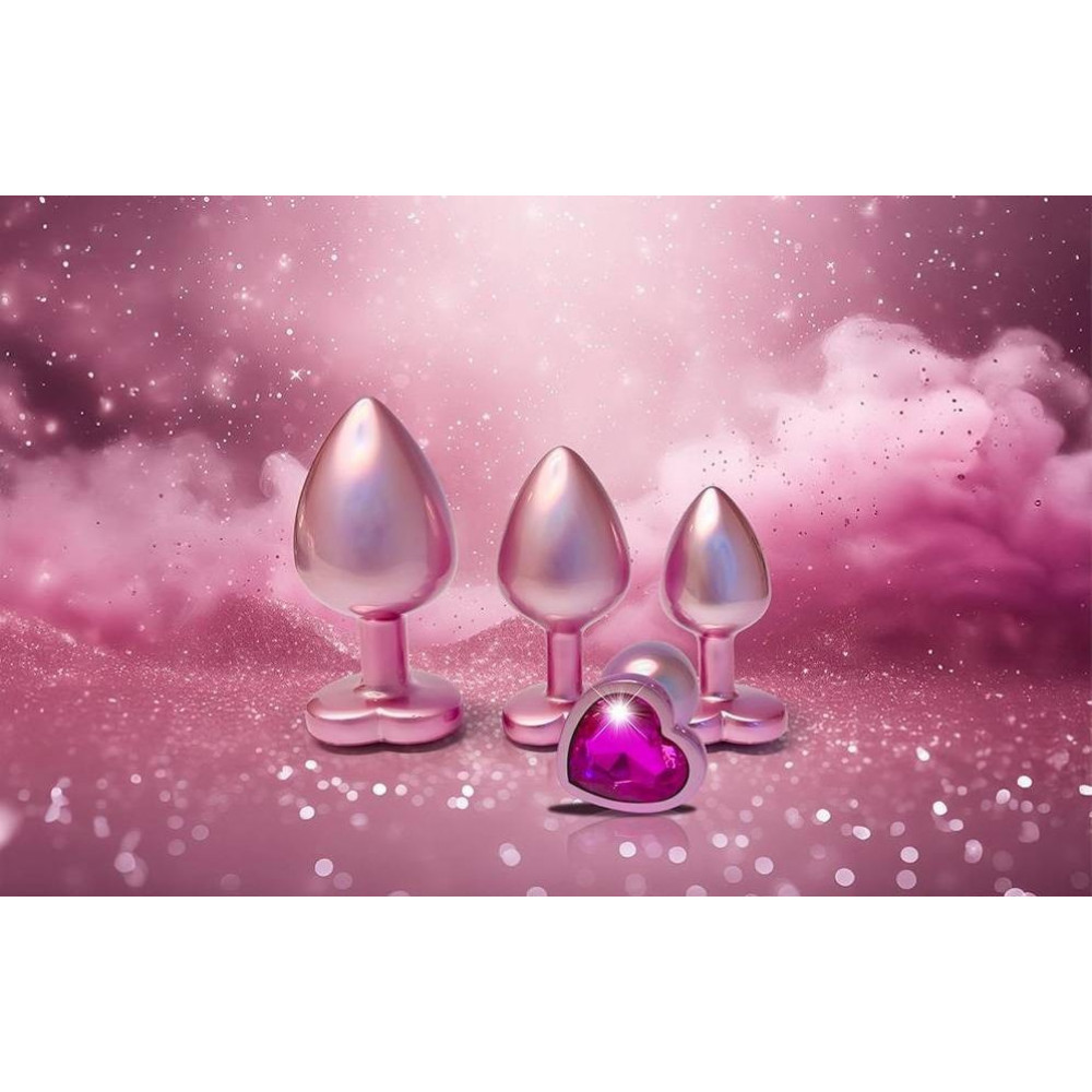 Секс игрушки - Анальная пробка розовая Dream Toys Gleaming Love с декоративным камнем в виде сердца, S 2