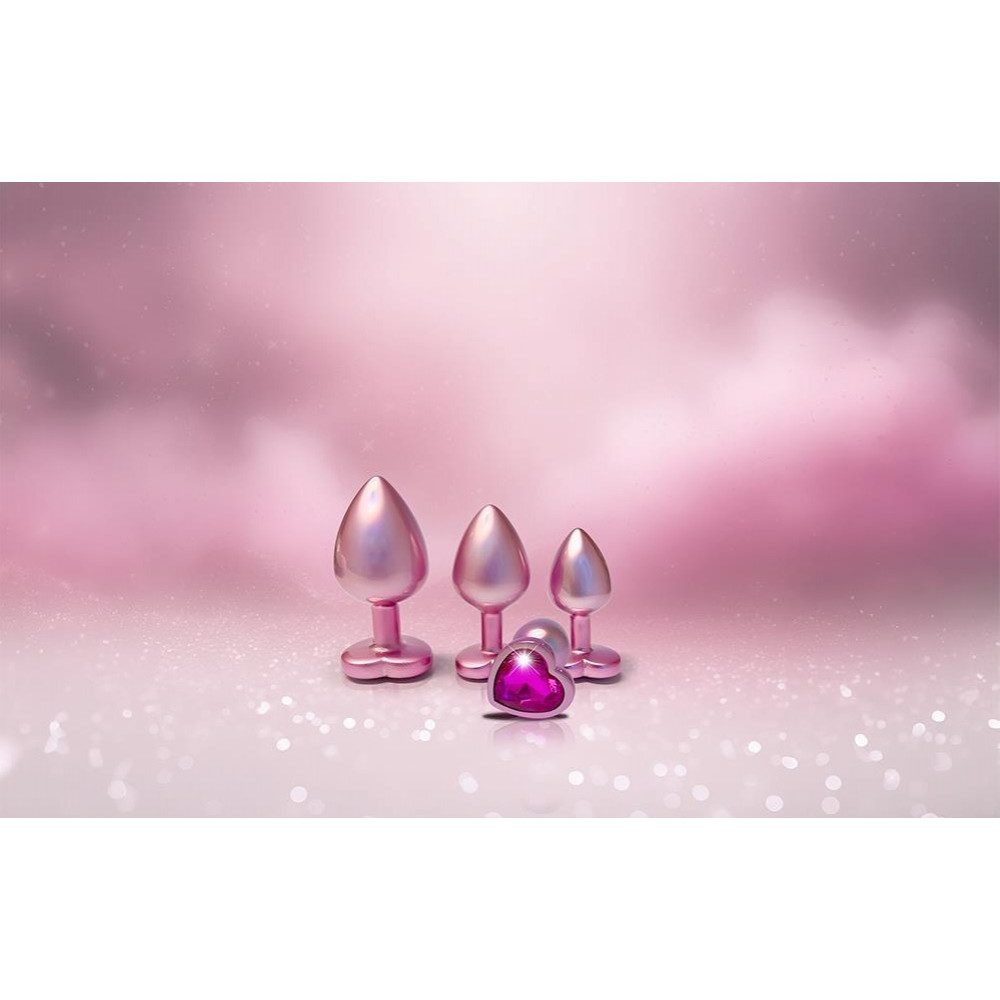 Секс игрушки - Анальная пробка розовая Dream Toys Gleaming Love с декоративным камнем в виде сердца, S 3