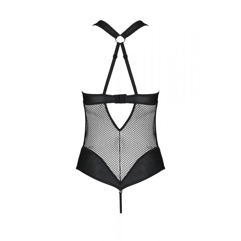 Эротическое белье - Боди с халтером и графическим узором Amanda Body black S/M-Passion 1