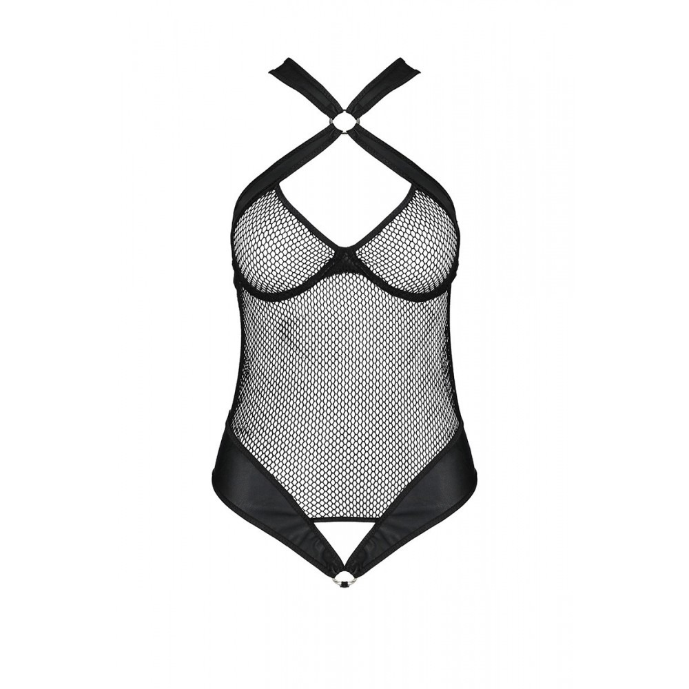 Эротическое белье - Боди с халтером и графическим узором Amanda Body black S/M-Passion 2