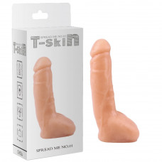 Фаллоимитатор реалистик с мошонкой Chisa T-Skin Spread Me No.01 из киберкожи, бежевый