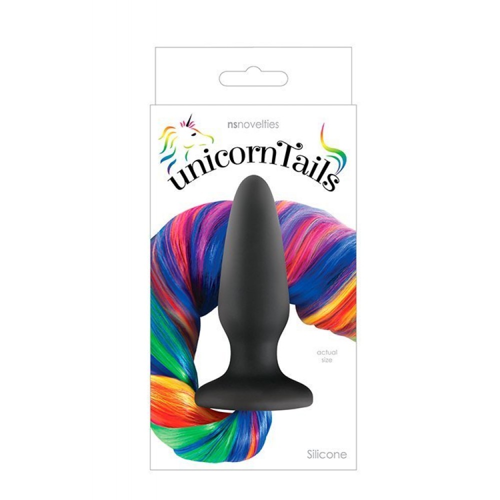 Анальные игрушки - Коническая анальная пробка с хвостом NS Novelties UNICORN TAILS RAINBOW 2