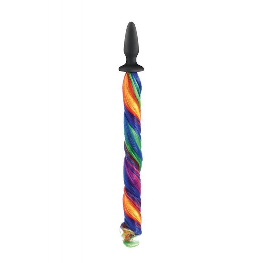 Анальные игрушки - Коническая анальная пробка с хвостом NS Novelties UNICORN TAILS RAINBOW