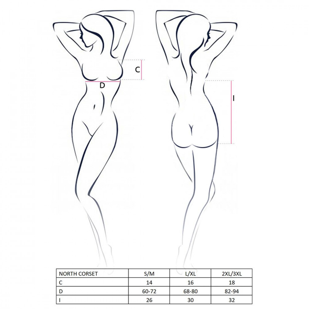 Эротические корсеты - Корсет с открытой грудью NORTH CORSET black XXL/XXXL - Passion Exclusive, пажи, трусики, шнуровка 1