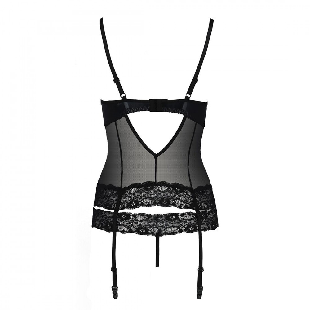 Эротические корсеты - Корсет с открытой грудью NORTH CORSET black XXL/XXXL - Passion Exclusive, пажи, трусики, шнуровка 2