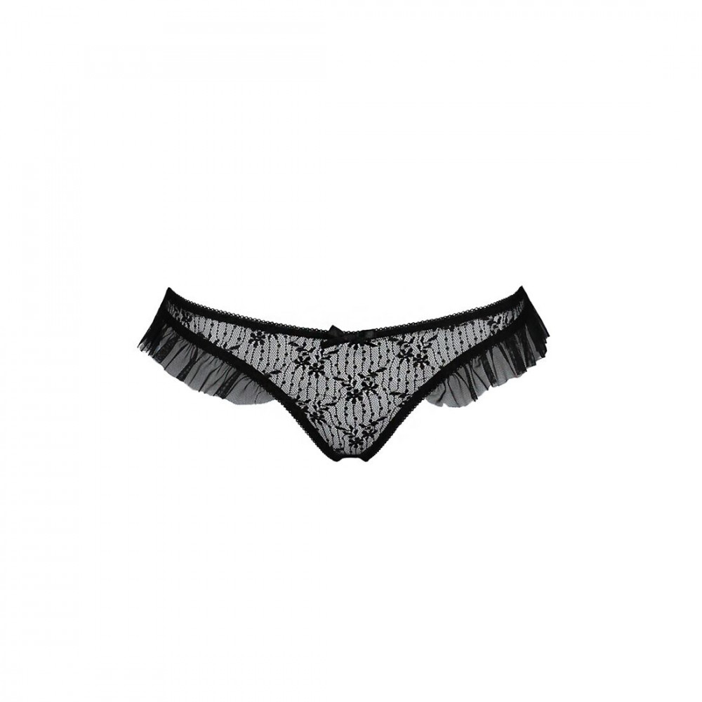 Сексуальные трусики - Трусики с оборками DONIA THONG black S/M - Passion Exclusive 2