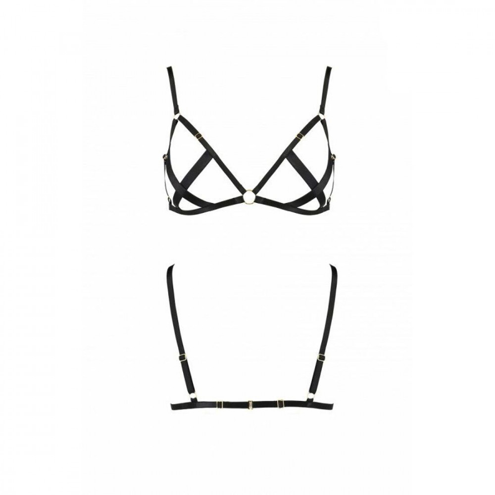 Женское эротическое белье - Открытый бюстгальтер-стрепы NICKY BRA black S/M - Passion Exclusive 1