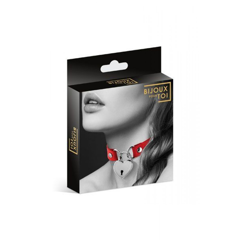 Чокеры, портупеи - Чокер с замочком-сердечком Bijoux Pour Toi - HEART LOCK Red, экокожа 1