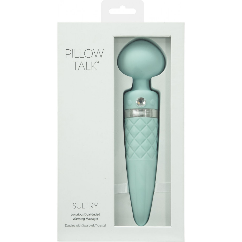 Вибромассажеры - Вибромассажер 2в1 PILLOW TALK - Sultry Teal, классический массажер и вибратор с ротацией, подогрев 1