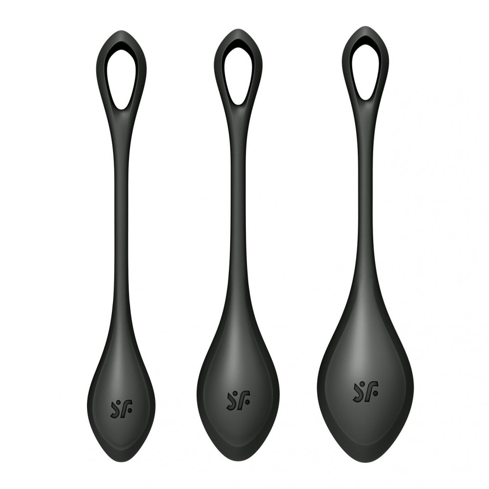 Вагинальные шарики - Набор йони бусин Satisfyer Yoni Power 2 Black, диаметр 2-2,5-3см, масса 22-44-73 г 2