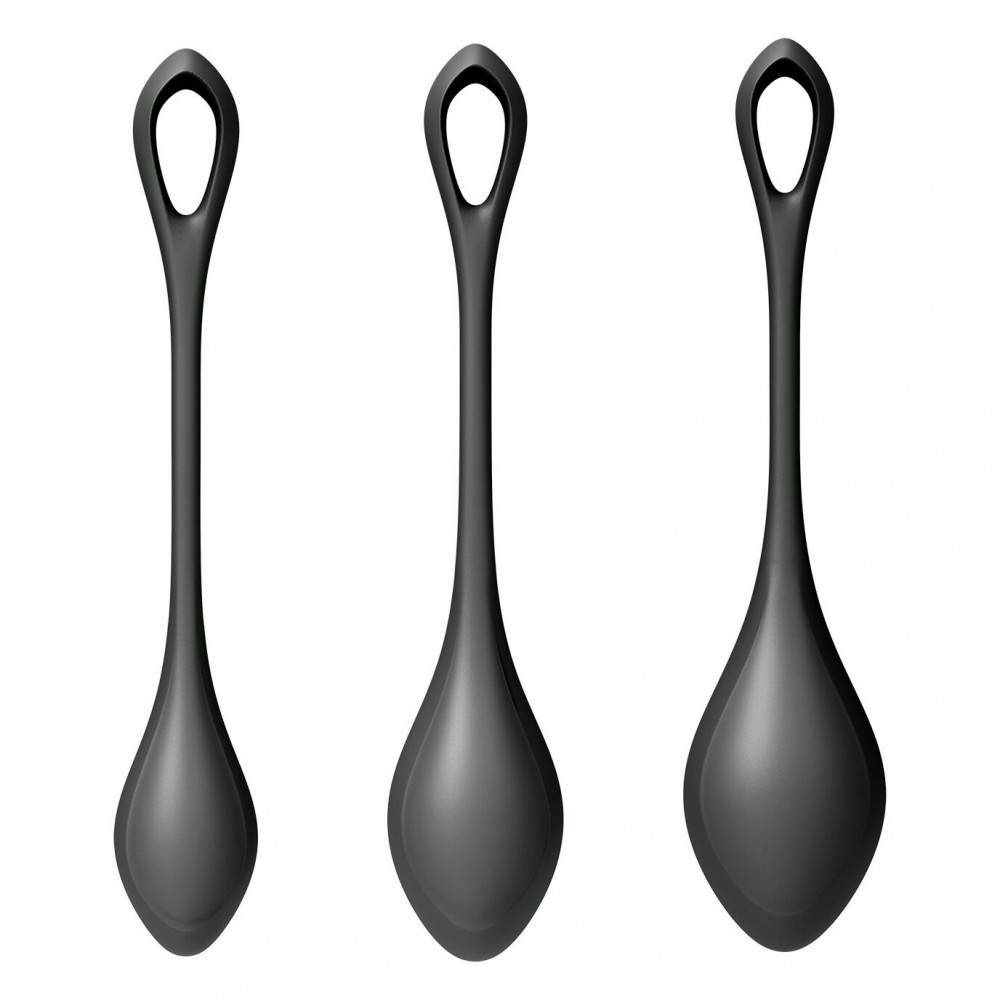 Вагинальные шарики - Набор йони бусин Satisfyer Yoni Power 2 Black, диаметр 2-2,5-3см, масса 22-44-73 г 3