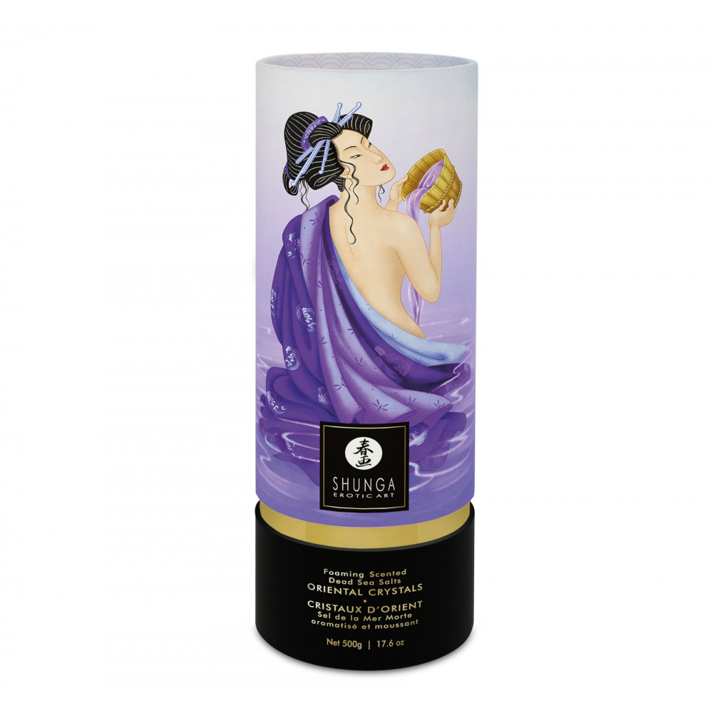 Романтическая атмосфера - Пенящаяся соль для ванны Shunga Dead Sea salt Oriental Crystals — Exotic Fruits (500 г), соль Мертво