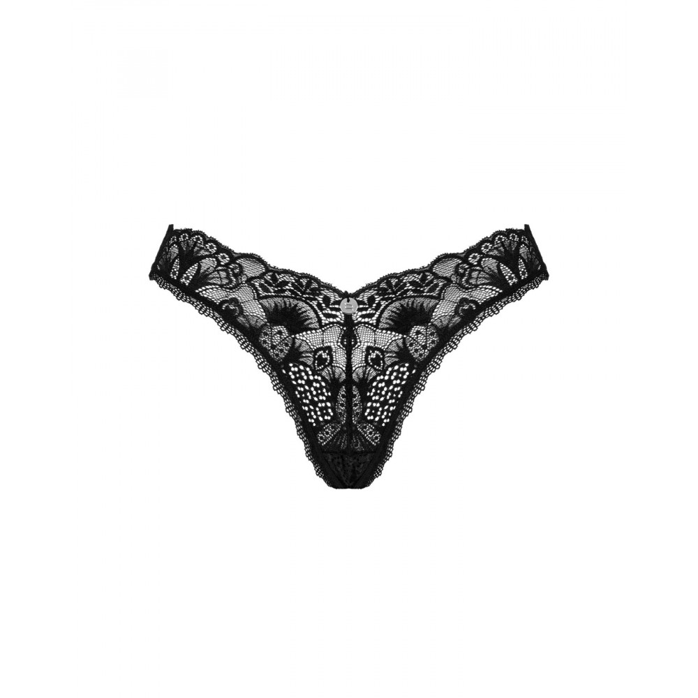 Сексуальные трусики - Кружевные стринги Obsessive Donna Dream thong M/L Black, низкая посадка 5