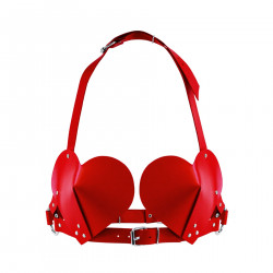 Лиф Сердце из натуральной кожи Feral Feelings - Hearts Bra Red
