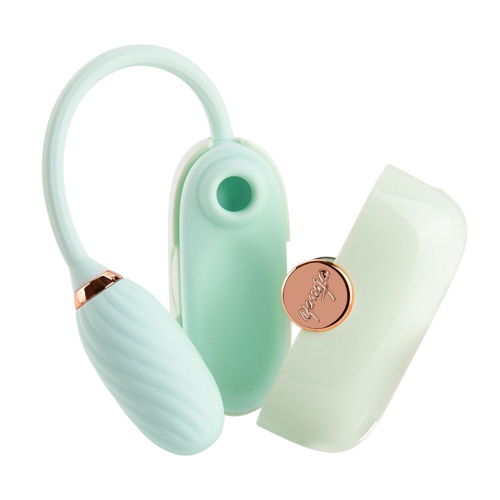 Вибраторы вакуумные - Вакуумный клиторальный стимулятор Otouch Louis Vibrate Teal с виброяйцом, в кейсе
