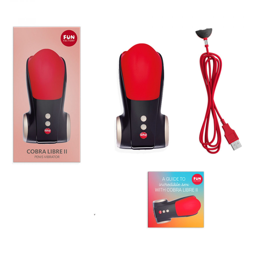 Мастурбаторы с вибрацией - Мастурбатор для головки пениса Fun Factory COBRA LIBRE II black/red, 2 мотора, игра без рук 4