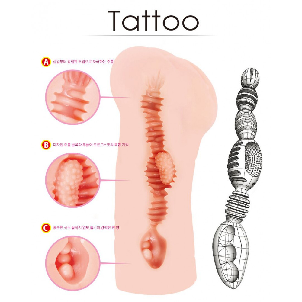 Мастурбаторы вагины - Мастурбатор вагина двухслойный Kokos Tattoo 2