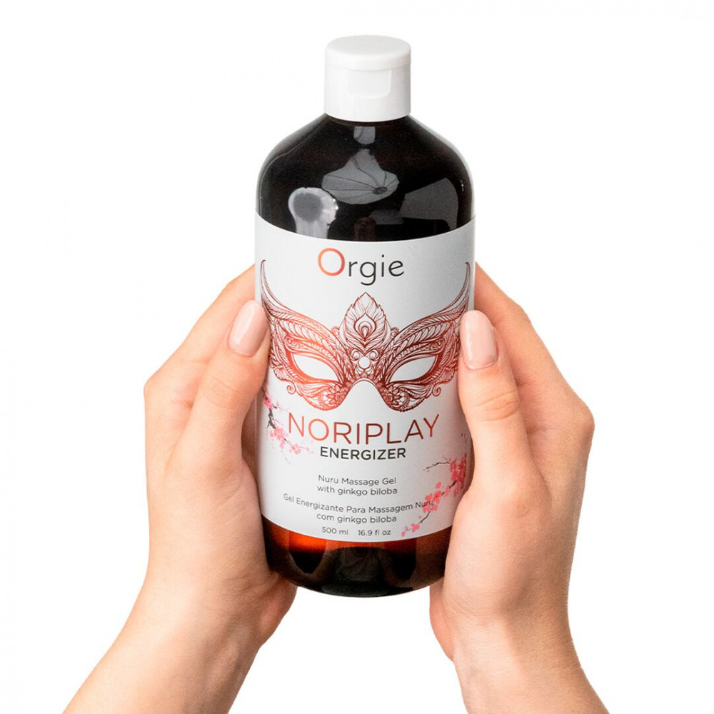Массажные масла и свечи - Гель для NURU-массажа Orgie – Noriplay Energizer (500 мл), экстракт гинкго билоба, защитная простыня 1