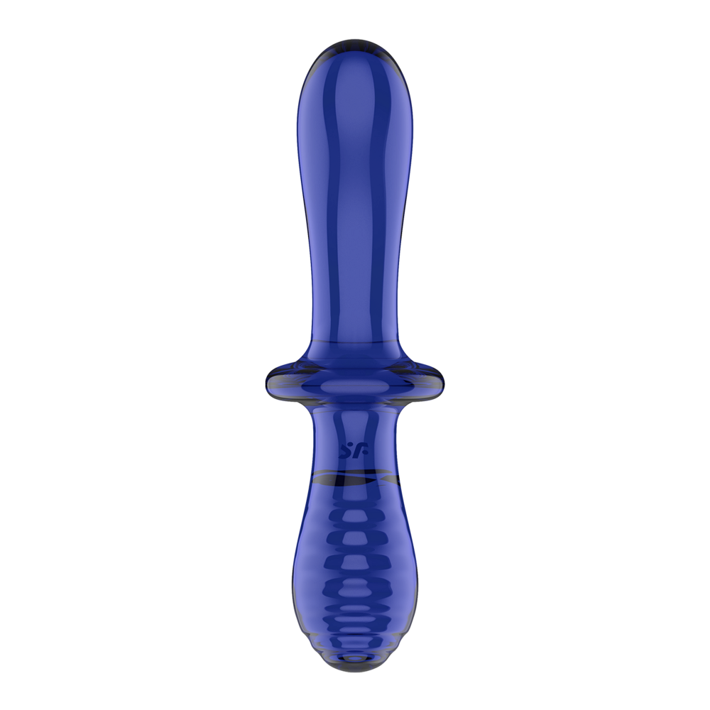 Фаллоимитатор - Стеклянный фаллоимитатор Double Crystal цвет: синий Satisfyer (Германия) 4