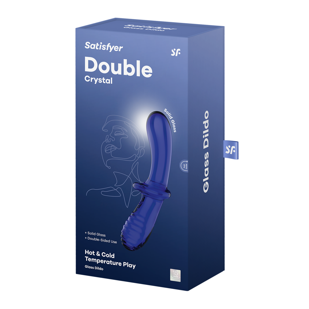 Фаллоимитатор - Стеклянный фаллоимитатор Double Crystal цвет: синий Satisfyer (Германия) 1