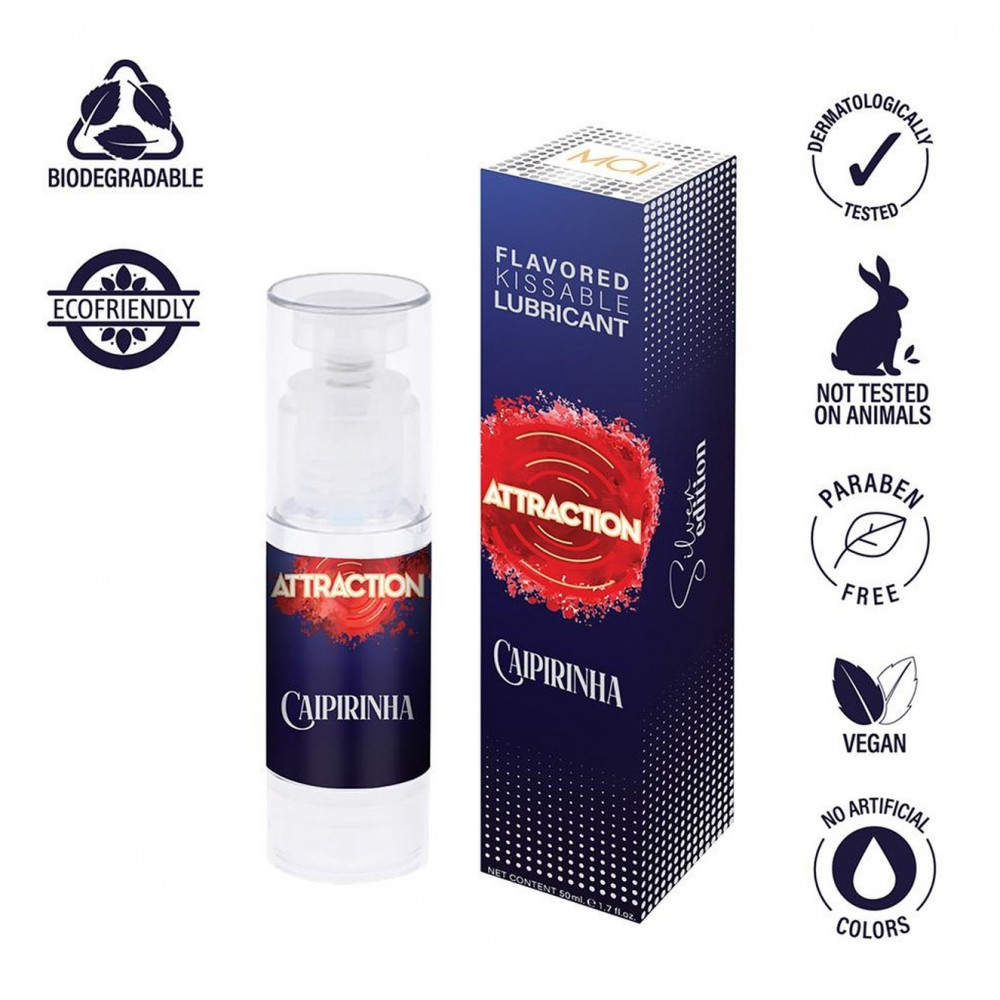 Лубриканты - Оральный лубрикант на водной основе с ароматом кайпиринья Mai - Attraction Flavored Kissable Lubrikant Caipirinha, 50 ml 2
