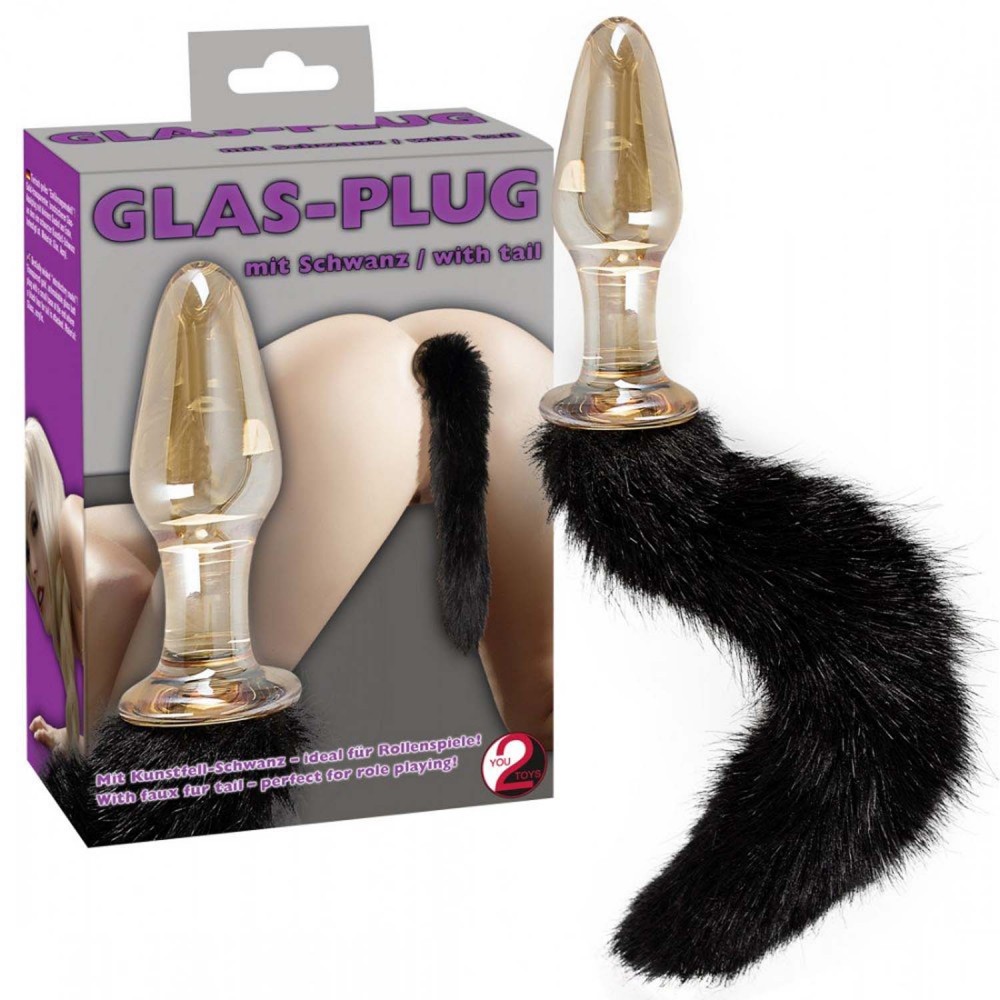Анальная пробка - Анальная пробка с хвостом Glass Plug With Tail 1