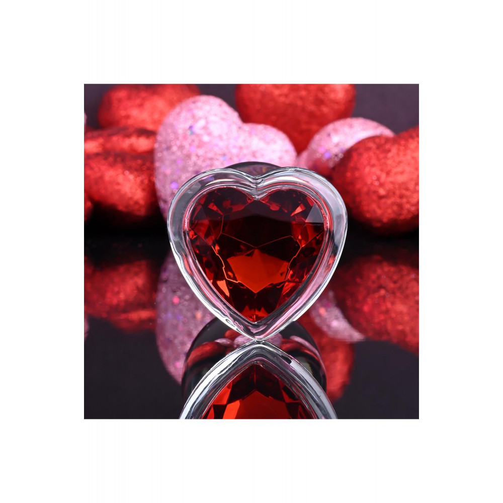 Секс игрушки - Анальная пробка стеклянная ADAM ET EVE RED HEART GEM GLASS PLUG LARGE 10