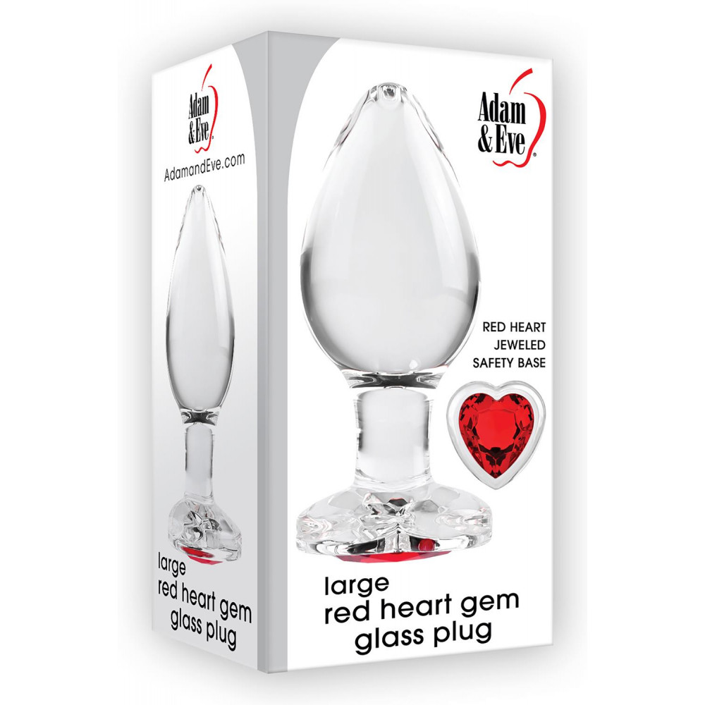 Секс игрушки - Анальная пробка стеклянная ADAM ET EVE RED HEART GEM GLASS PLUG LARGE 11