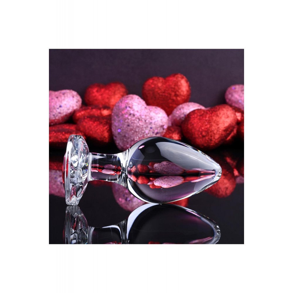 Секс игрушки - Анальная пробка стеклянная ADAM ET EVE RED HEART GEM GLASS PLUG LARGE 8