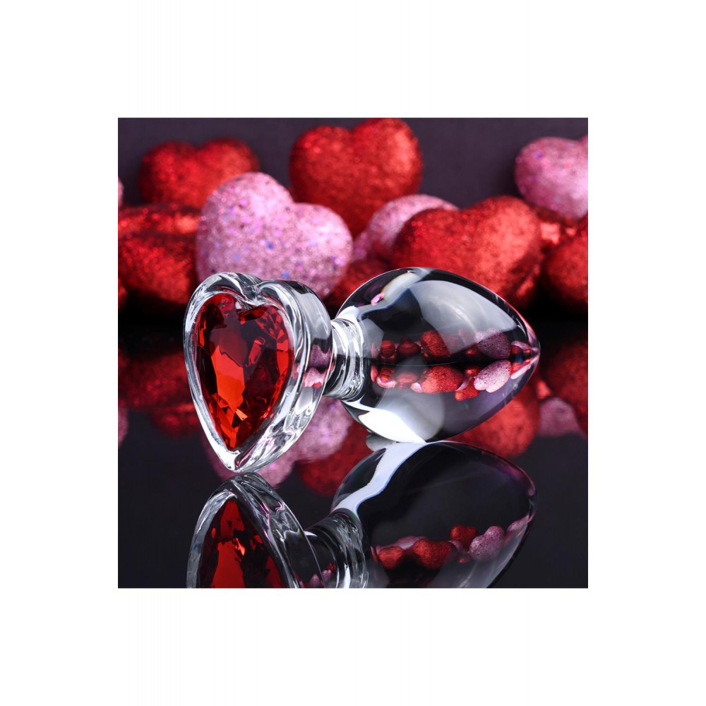 Секс игрушки - Анальная пробка стеклянная ADAM ET EVE RED HEART GEM GLASS PLUG LARGE 7