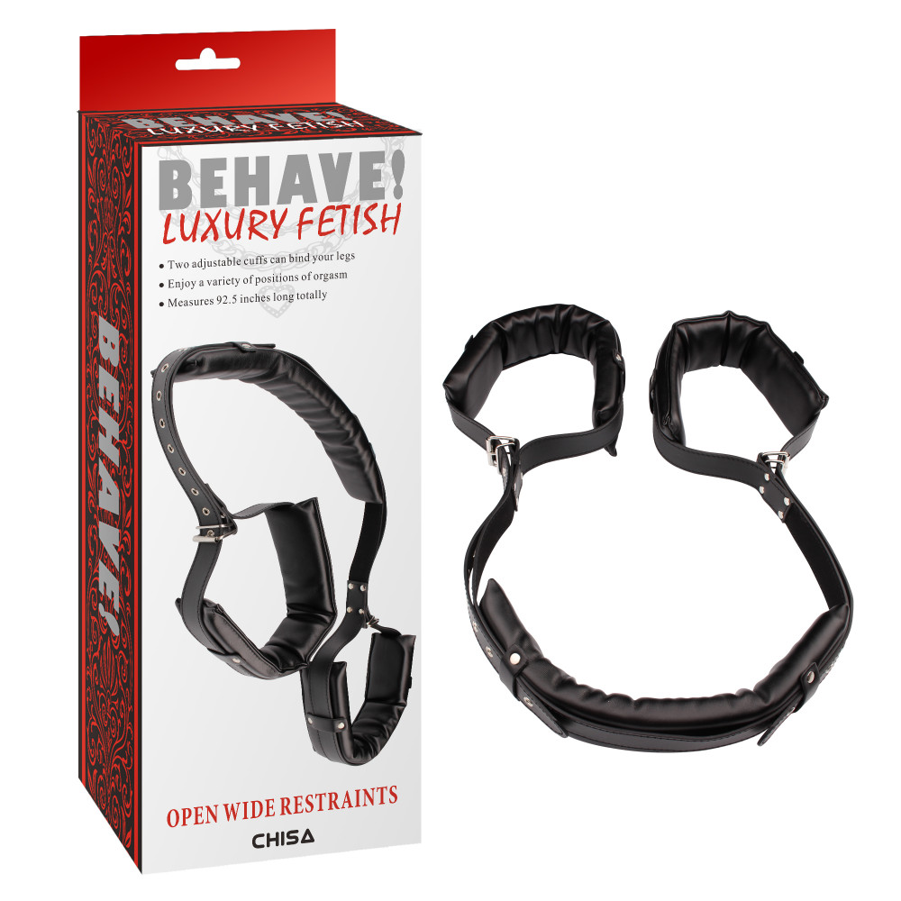БДСМ игрушки - Фиксаторы широкие Chisa Behave! Open Wide Restraints, черные