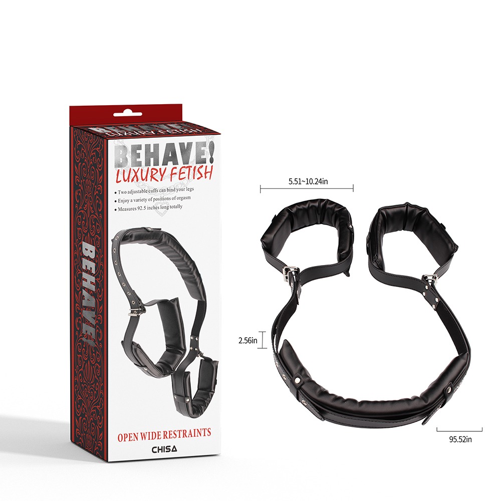 БДСМ игрушки - Фиксаторы широкие Chisa Behave! Open Wide Restraints, черные 6