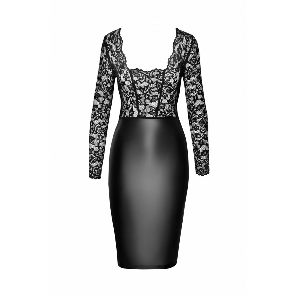 Эротическое белье - Платье, F295 Noir Handmade Euphoria с кружевным верхом, виниловое, черное, размер M 4