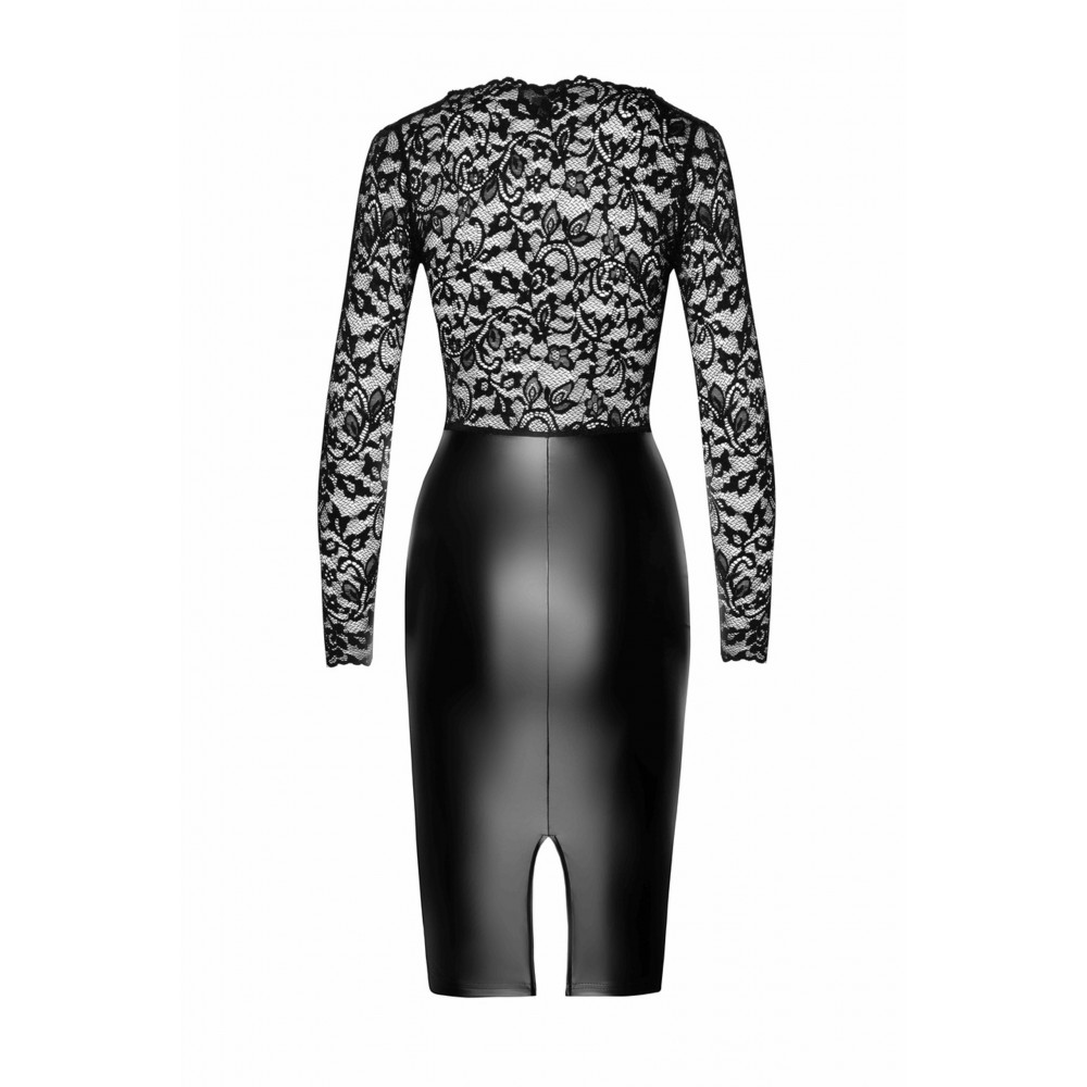 Эротическое белье - Платье, F295 Noir Handmade Euphoria с кружевным верхом, виниловое, черное, размер M 3