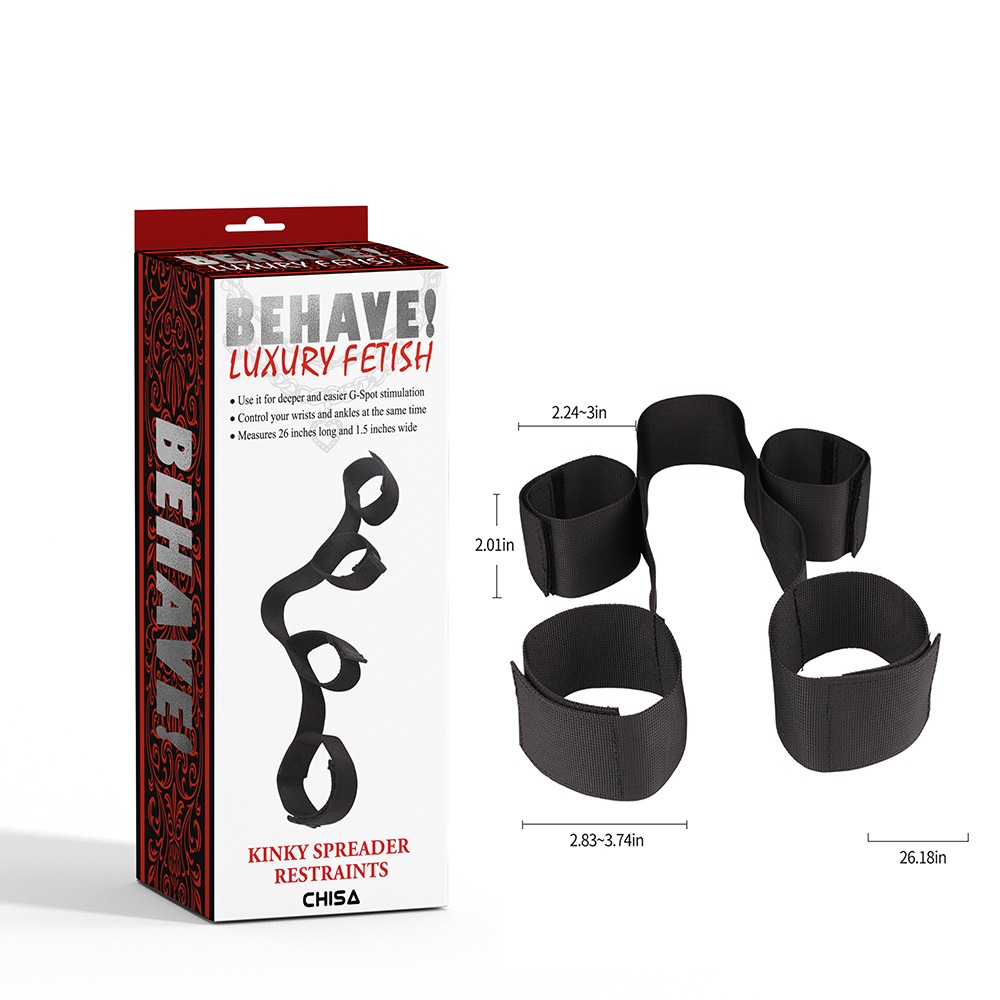 БДСМ игрушки - Распорка с фиксаторами для рук и ног Chisa Behave! Luxury Fetish, черная 6