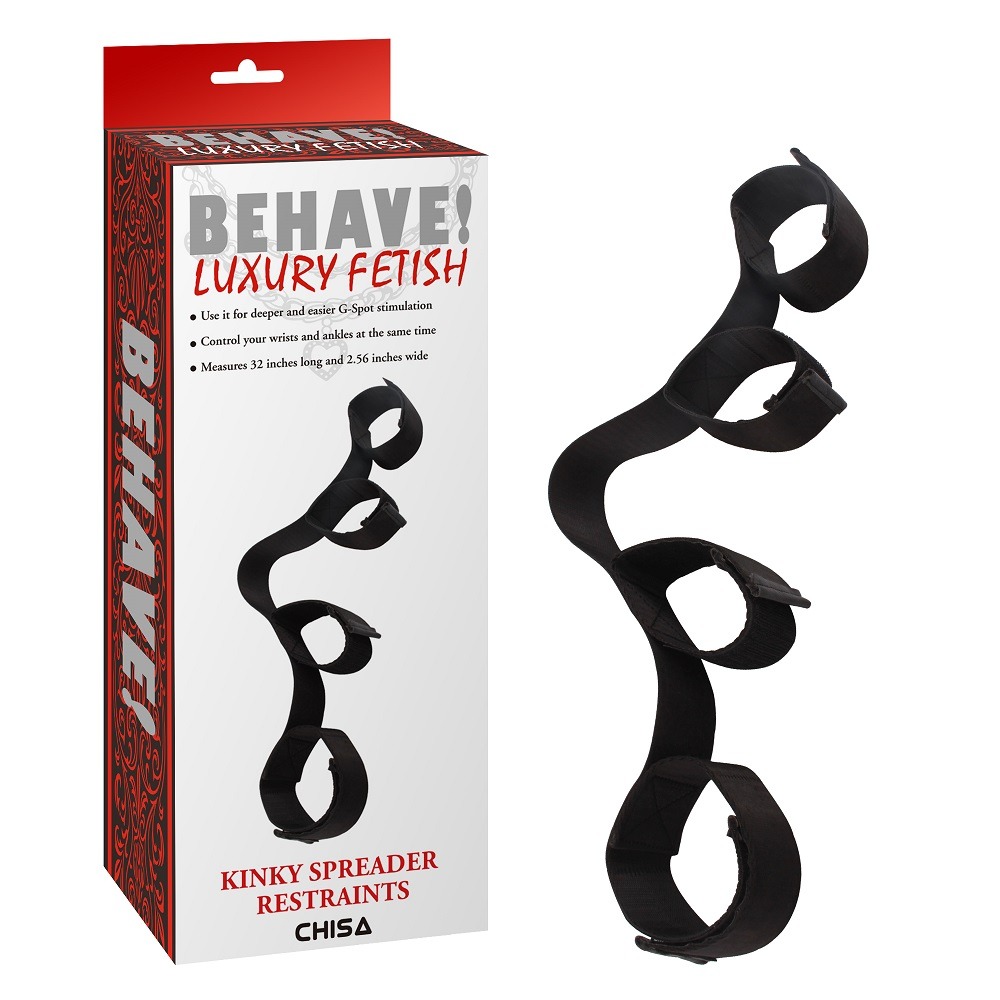БДСМ игрушки - Распорка с фиксаторами для рук и ног Chisa Behave! Luxury Fetish, черная