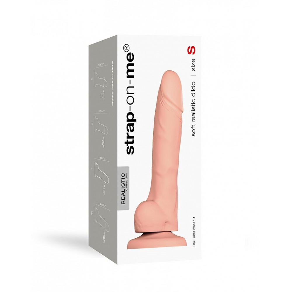 Фаллоимитаторы на присоске, двойные - Реалистичный фаллоимитатор Strap-On-Me SOFT REALISTIC DILDO Vanilla - Size S 1