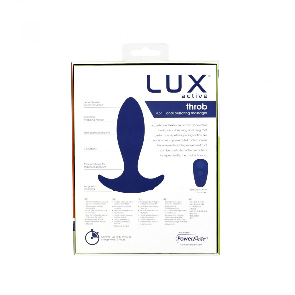 Анальные пробки с вибрацией - Анальная пробка с пульсацией Lux Active – Throb – 4.5
