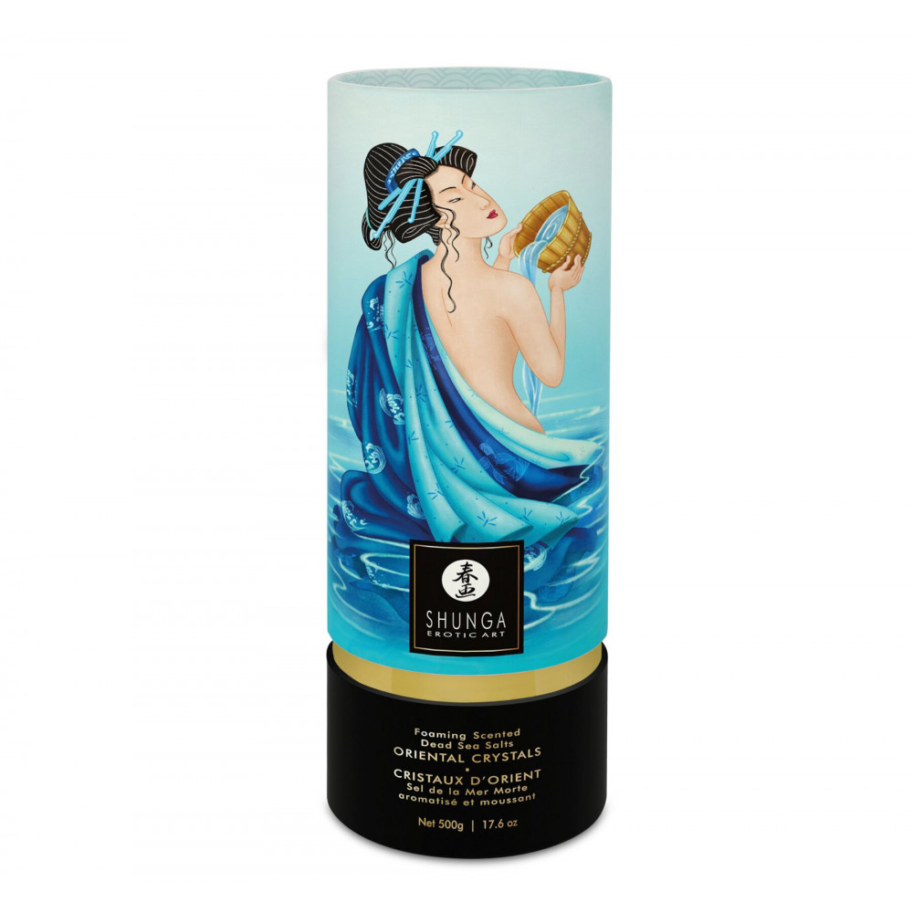 Романтическая атмосфера - Пенящаяся соль для ванны Shunga Dead Sea salt Oriental Crystals — Ocean Temptations (500 г), соль Ме