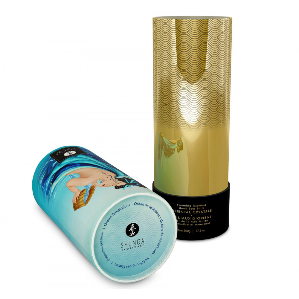 Романтическая атмосфера - Пенящаяся соль для ванны Shunga Dead Sea salt Oriental Crystals — Ocean Temptations (500 г), соль Ме 4