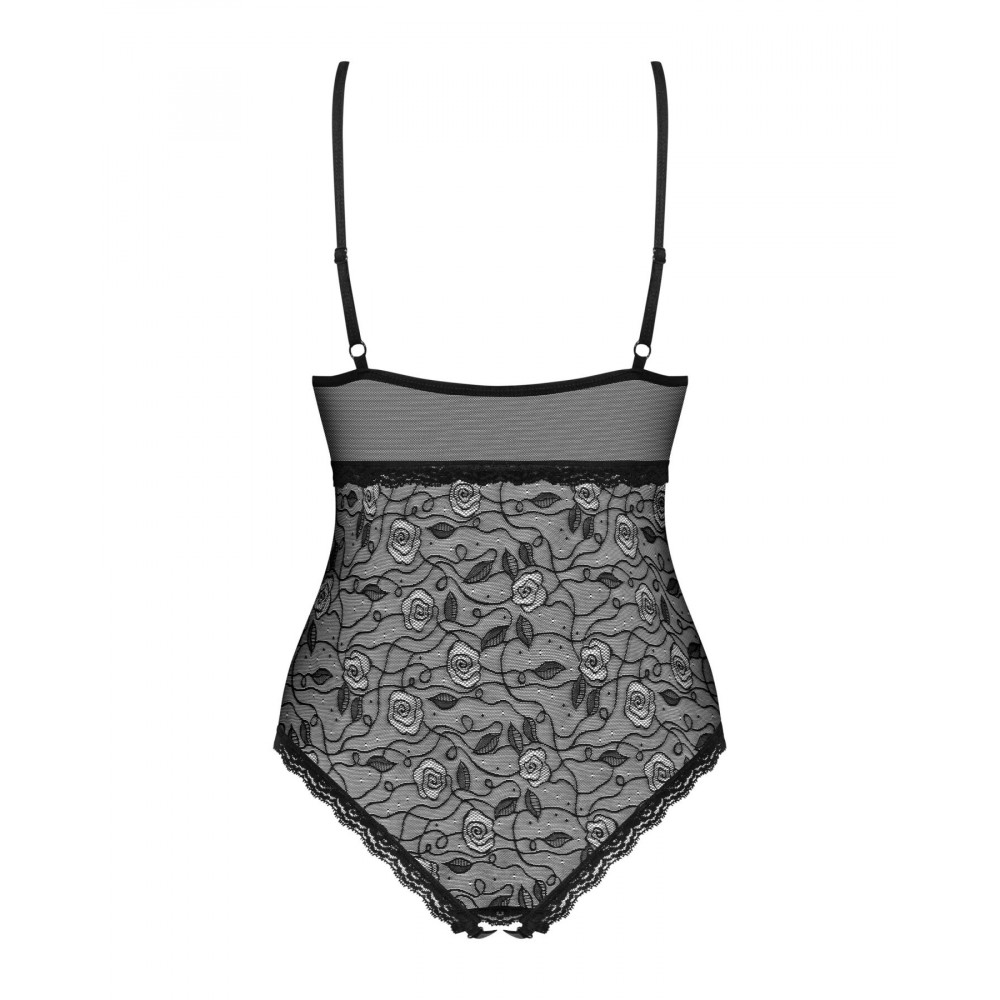 Эротическое боди - Кружевное боди с доступом 818-TED-1 teddy S/M, черное 3