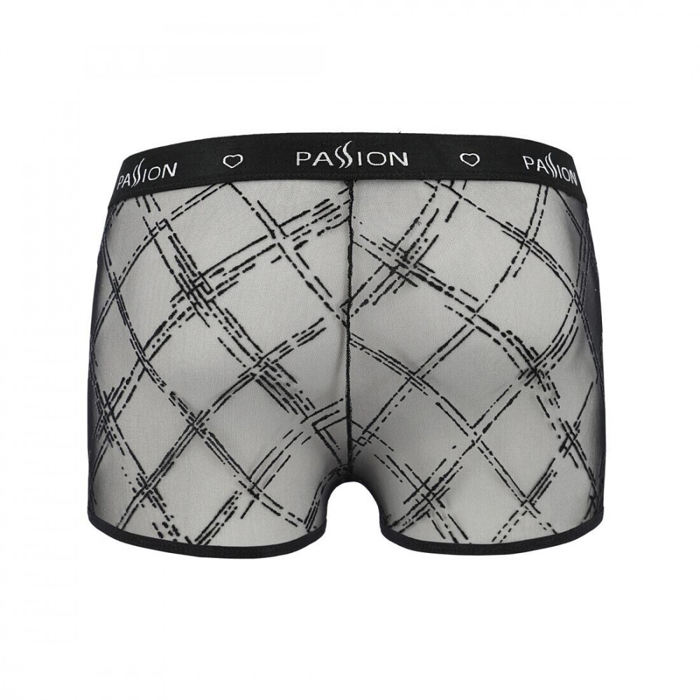Стринги, трусы и шорты - Мужские прозрачные боксеры Passion 032 Short James XXL/XXXL Black, сетка 1