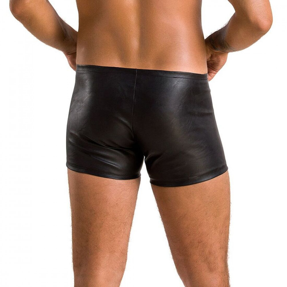 Стринги, трусы и шорты - Мужские кожаные боксеры с молниями Passion 049 Short Matt S/M Black 5