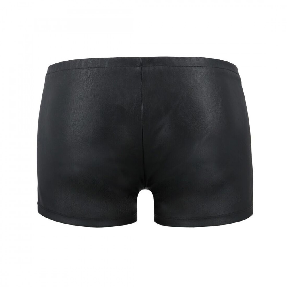 Стринги, трусы и шорты - Мужские кожаные боксеры с молниями Passion 049 Short Matt S/M Black 1